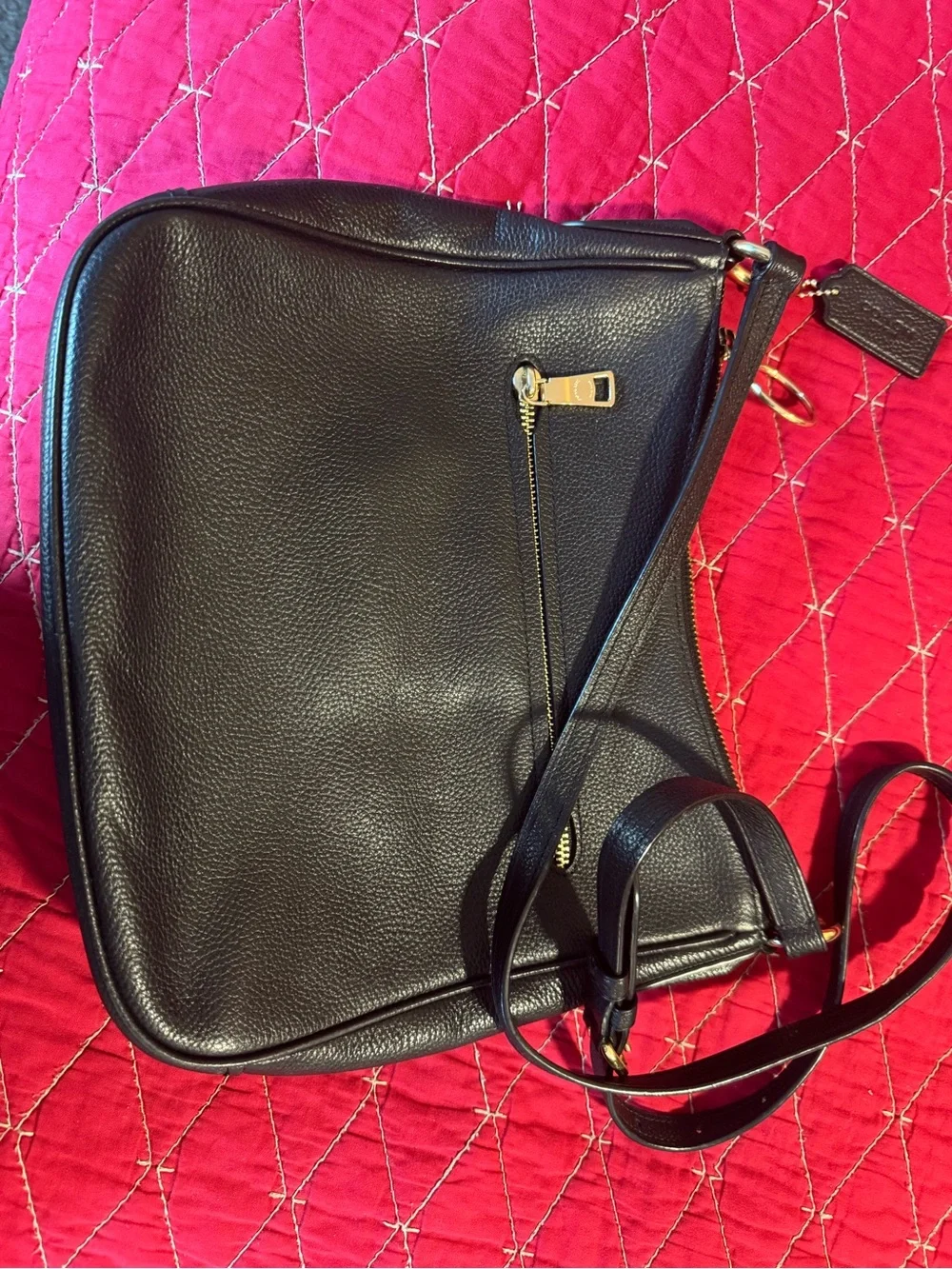 Coach Black Leather Shoulder Crossbody with Gold Hardware